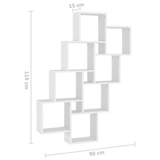 vidaXL Wandschap kubus 90x15x119 cm bewerkt hout wit