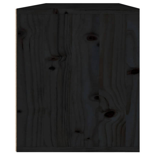 The Living Store Zwevende wandkast - massief grenenhout - 45 x 30 x 35 cm - zwart