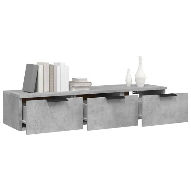 The Living Store Wandkast Betongrijs 102x30x20 cm - Stevig bewerkt hout