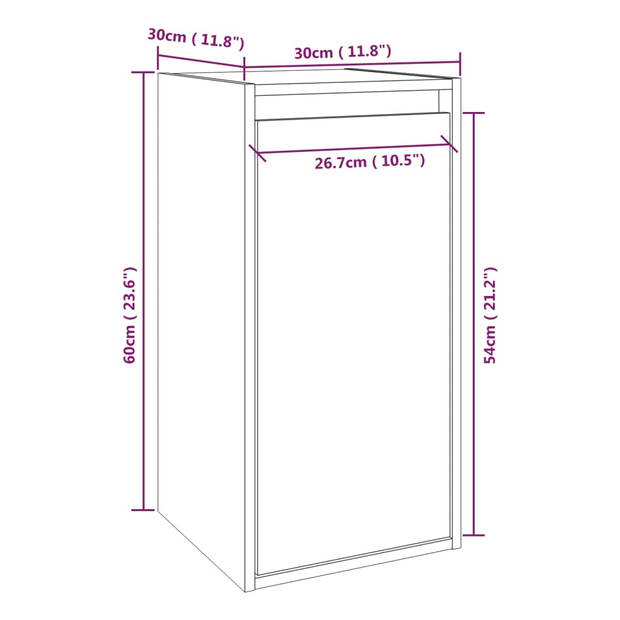 vidaXL Wandkast 30x30x60 cm massief grenenhout