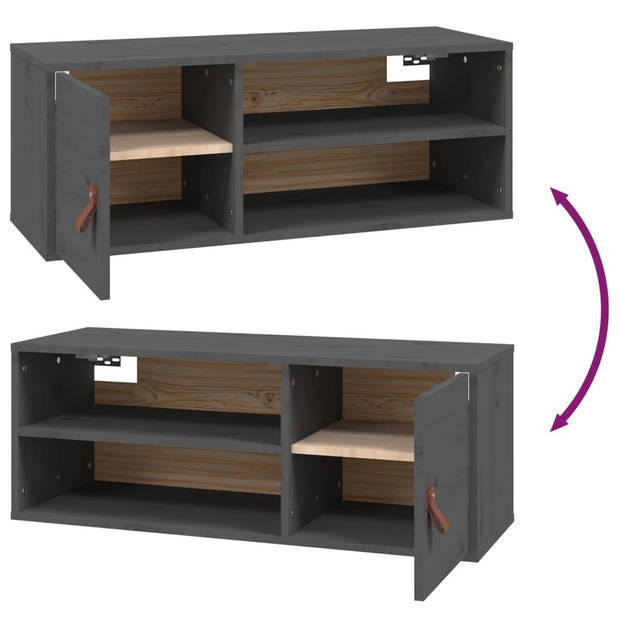 The Living Store wandkast - Massief grenenhout - 80 x 30 x 30 cm - 4 vakken en 1 deur