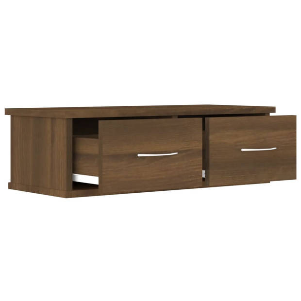 The Living Store Zwevende TV-kast - 60 x 26 x 18.5 cm - Bruineiken - Bewerkt hout