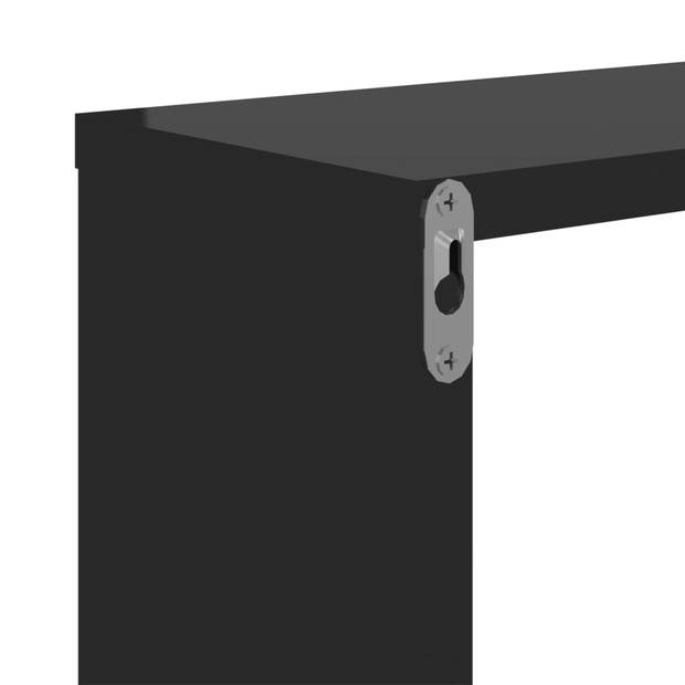 The Living Store Wandplank - Muzieknoot - Hoogglans zwart - 50x15x50 cm