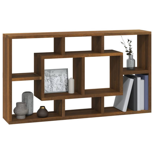 The Living Store Wandkast - Onzichtbaar montagesysteem - Muurmontage - 85x16x47.5 cm - Bruineiken - Hoge kwaliteit