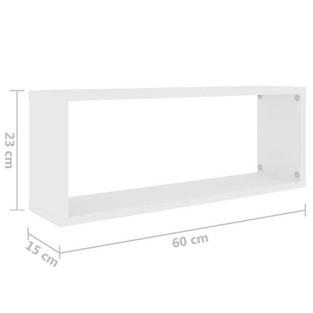 The Living Store Wandplanken Set - Wit - 60 x 15 x 23 cm - Spaanplaat