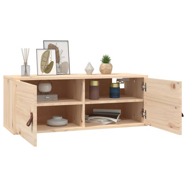 The Living Store Wandkast - Grenenhout - 80 x 30 x 30 cm - Set van 2