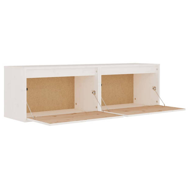 The Living Store Wandkast - Hangende kasten - Massief grenenhout - 60 x 30 x 35 cm - Wit