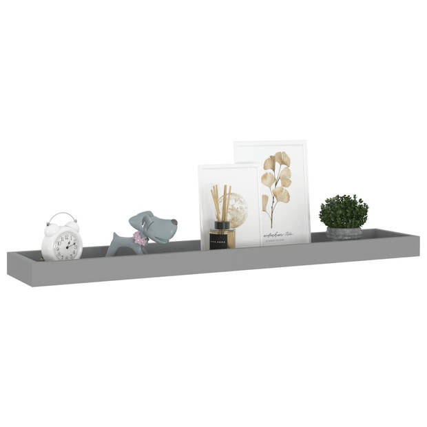 The Living Store Loggia Wandschappenset - Grijs MDF en Metaal - 80 x 15 x 4 cm - Montage vereist