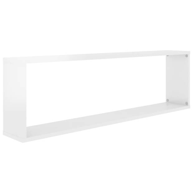 The Living Store Wandschappen - Hoogglans Wit - 100 x 15 x 30 cm - Kubusontwerp