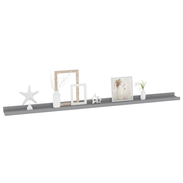 The Living Store Wandplanken - Grijs MDF - 115 x 9 x 3 cm - Set van 2