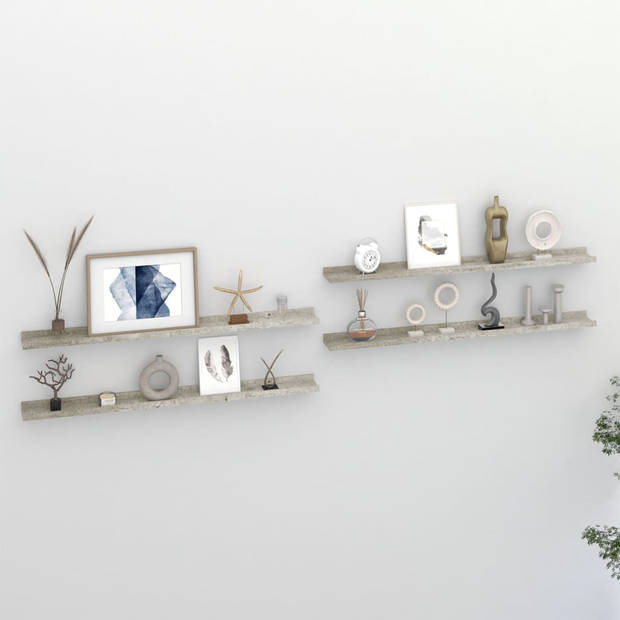 The Living Store Wandschap - Betongrijs MDF - 100 x 9 x 3 cm (B x D x H)