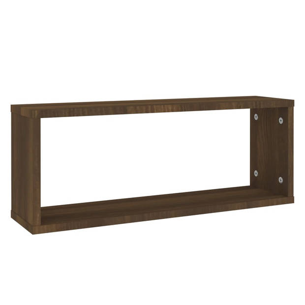 The Living Store Kubus Wandschap - Bruineiken - 60 x 15 x 23 cm - Gemaakt van Bewerkt Hout