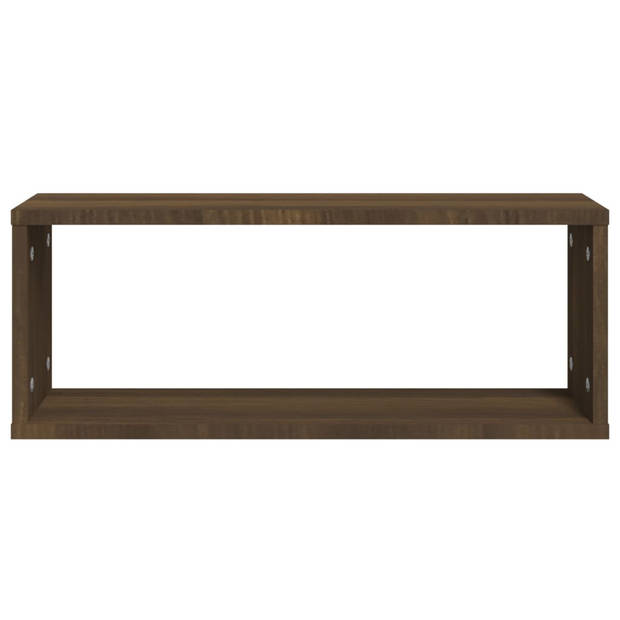 The Living Store Kubus Wandschap - Bruineiken - 60 x 15 x 23 cm - Gemaakt van Bewerkt Hout