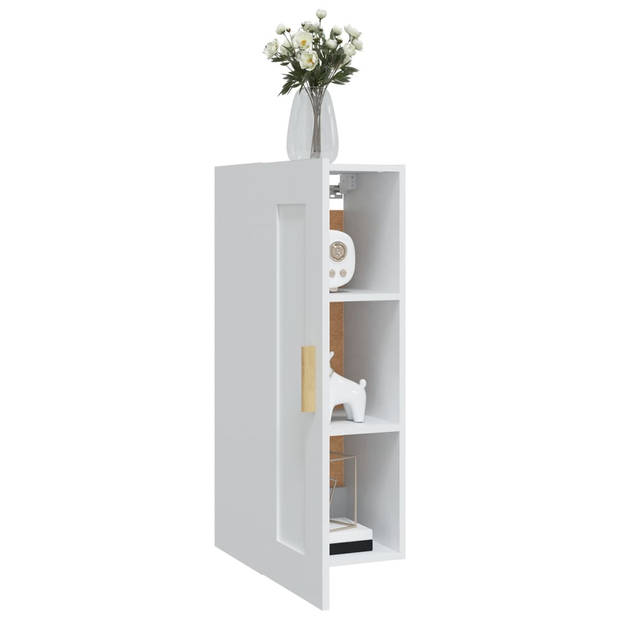 The Living Store Wandkast - Hout - Opbergmeubel - 35 x 34 x 90 cm - Wit