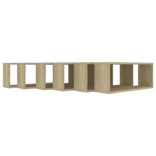 vidaXL Wandschappen kubus 6 st 60x15x23 cm bewerkt hout sonoma eiken