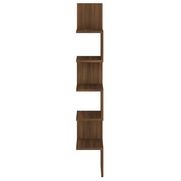 The Living Store Hoekwandschap Bruineiken - Bewerkt hout - 20 x 20 x 127.5 cm - Praktisch design