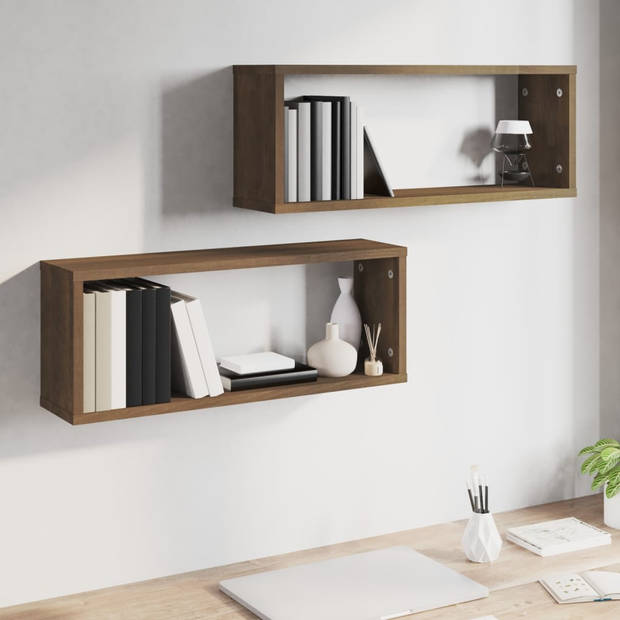 The Living Store Kubuswandschap Bruineiken 60 x 15 x 23 cm - Praktisch bewerkt hout