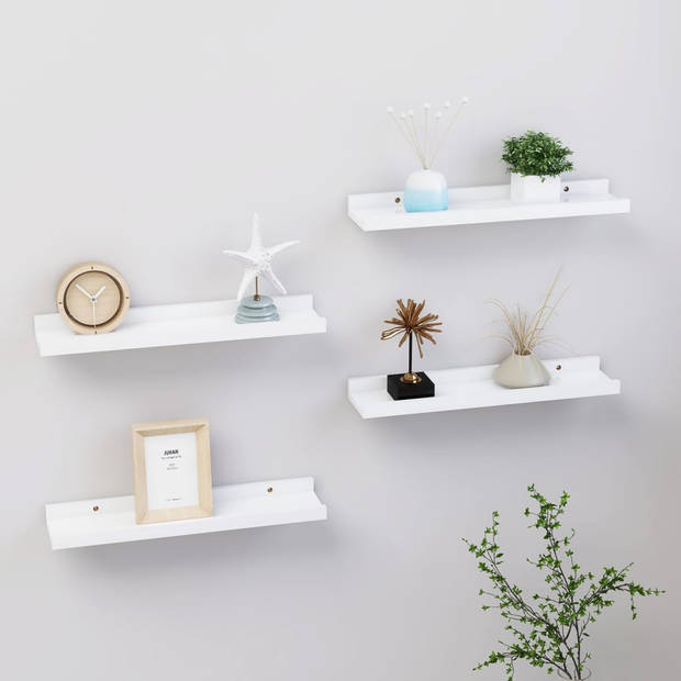 The Living Store Wandschap - MDF - 40 x 9 x 3 cm - Wit