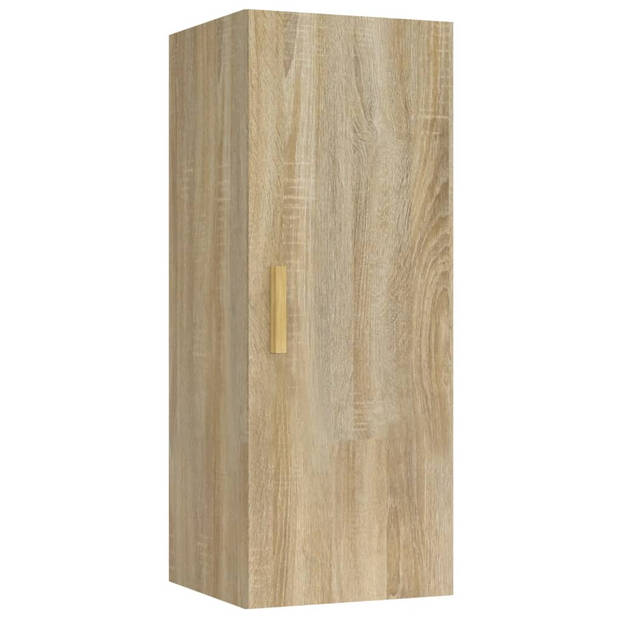 The Living Store Zwevende Wandkast - Sonoma Eiken - 34.5 x 34 x 90 cm - Stevig materiaal