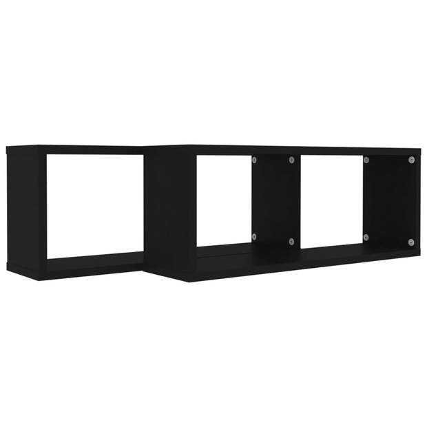 The Living Store Wandplanken - Zwarte Spaanplaat - 60 x 15 x 23 cm - Stevige en decoratieve opbergoplossing