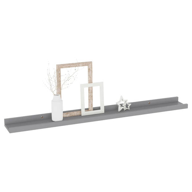 The Living Store Wandplank - Grijs - MDF - 80 x 9 x 3 cm - Set van 4