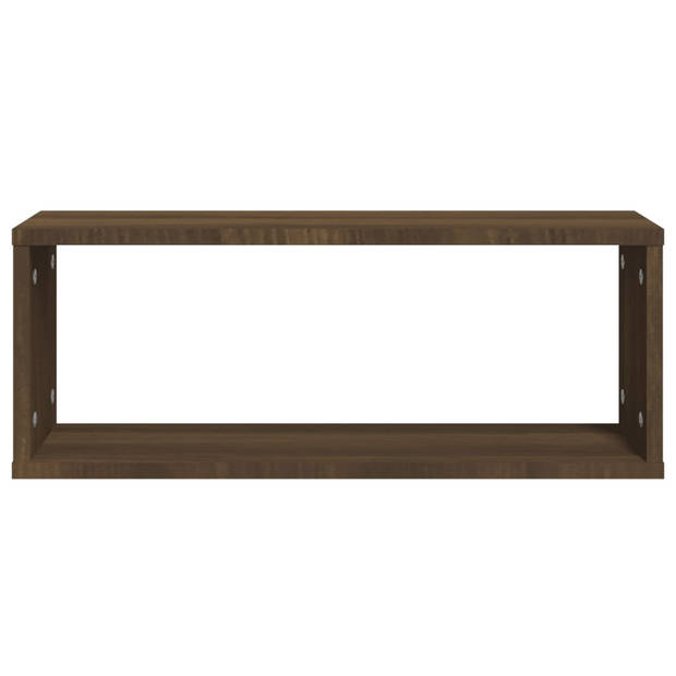 The Living Store Kubus Wandschappen - 60 x 15 x 23 cm - Bewerkt Hout - Bruineiken