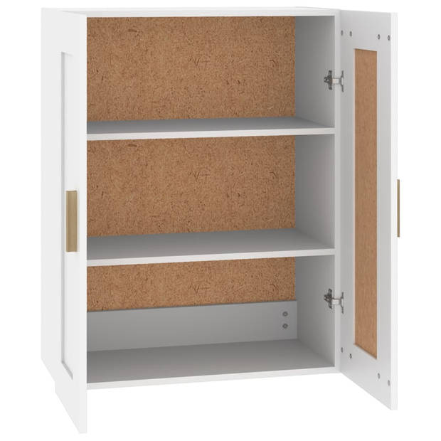 The Living Store Wandkast - Zwevend Schap - 69.5 x 32.5 x 90 cm - Wit - Bewerkt Hout