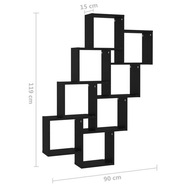 The Living Store Kubus Wandschap - 90x15x119 cm - zwart spaanplaat