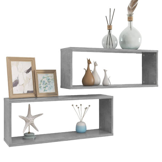 The Living Store Wandplanken - Betongrijs - 60 x 15 x 23 cm - Stevig en stabiel