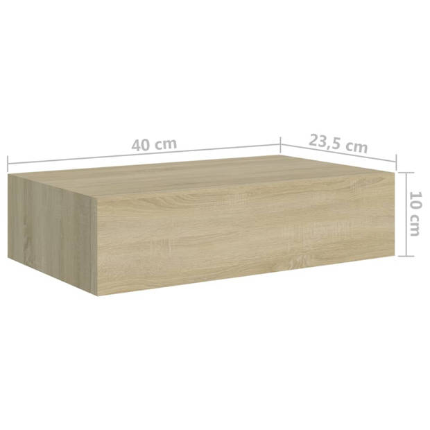 vidaXL Wandschap met lade 40x23,5x10 cm MDF eikenkleurig