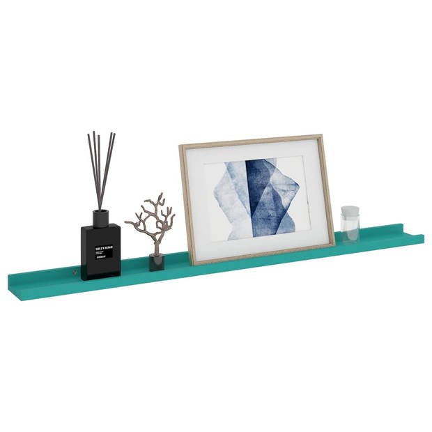 The Living Store Wandschap - MDF - 100 x 9 x 3 cm - Blauw - Set van 2