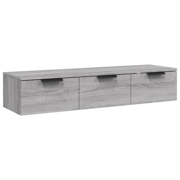 The Living Store Wandkast - Trendy - TV-meubel en opbergkast - 102 x 30 x 20 cm - Grijs sonoma eiken