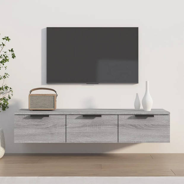 The Living Store Wandkast - Trendy - TV-meubel en opbergkast - 102 x 30 x 20 cm - Grijs sonoma eiken