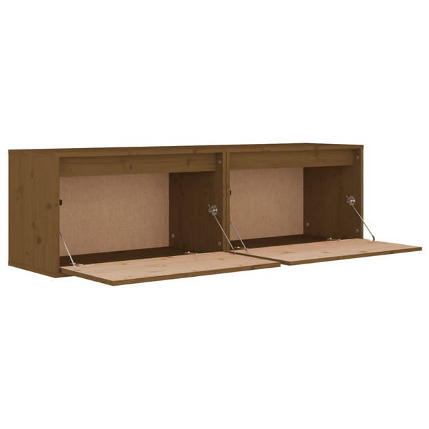 The Living Store Wandkast - Hangende kasten - Massief grenenhout - 60 x 30 x 35 cm (B x D x H) - Honingbruin