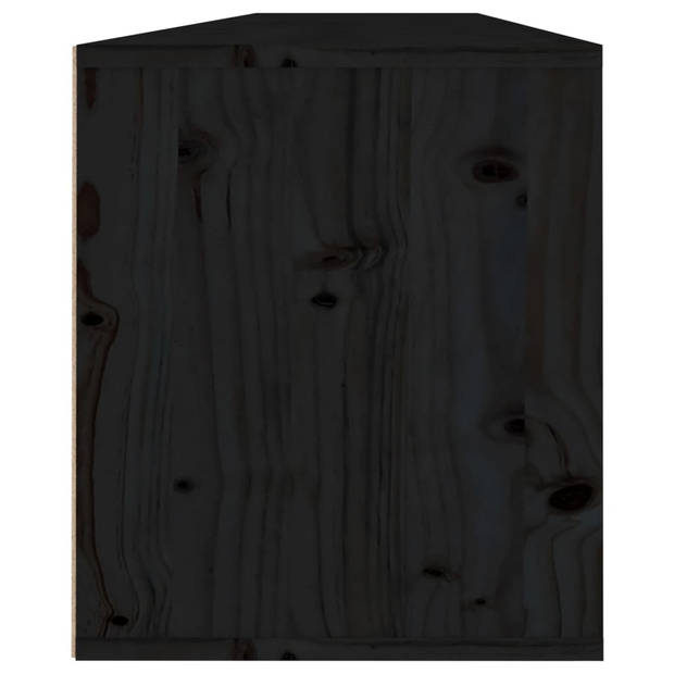 The Living Store Zwevende wandkast - Massief grenenhout - 80 x 30 x 35 cm - Zwart