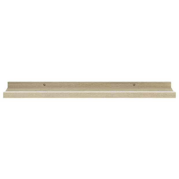 The Living Store Wandschap - MDF - 60x9x3 cm - wit en sonoma eiken