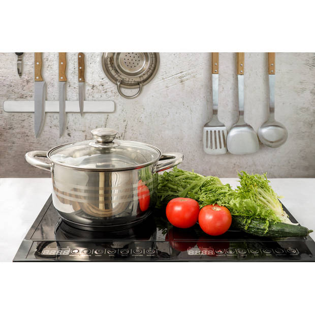 Maison & Kitchen - Kookpannen - Pannenset inductie 12-delig - Glazen Deksel - RVS Pan - Steelpan - Koekenpan - PFAS-vrij