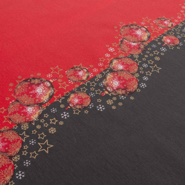Tafellaken-Tafelkleed- Christmas 140x240cm Kleuren zwart rood- Afneembaar-afwasbaar