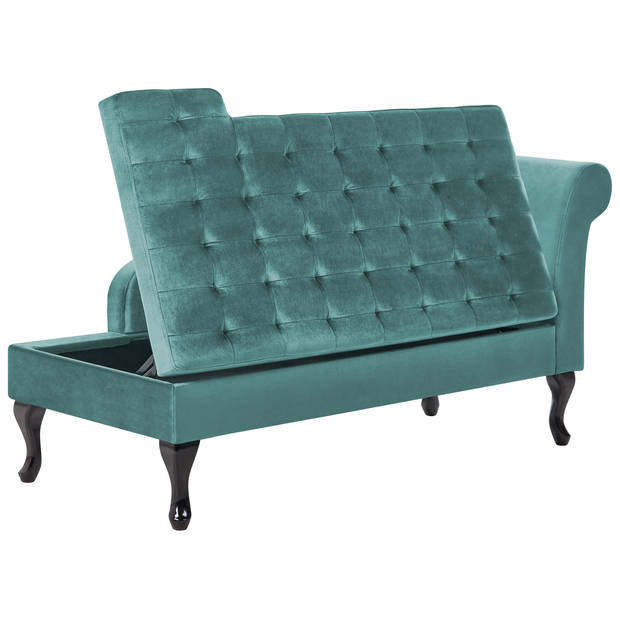 Beliani PESSAC - Chaise longue-Blauw-Fluweel