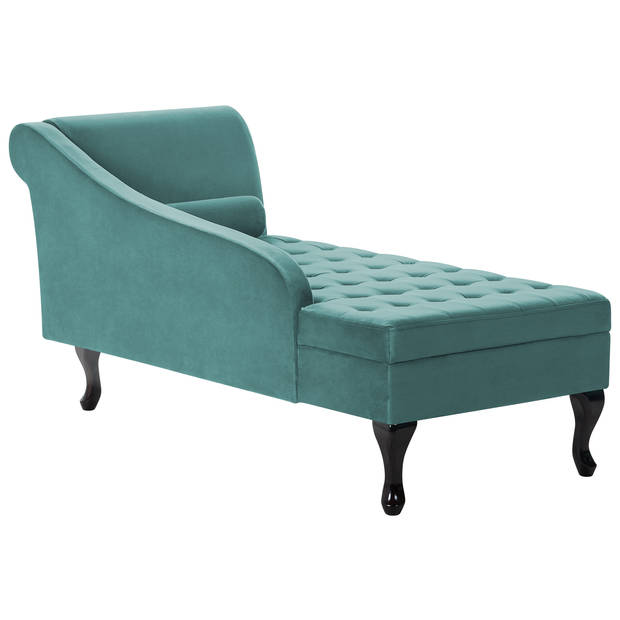 Beliani PESSAC - Chaise longue-Blauw-Fluweel