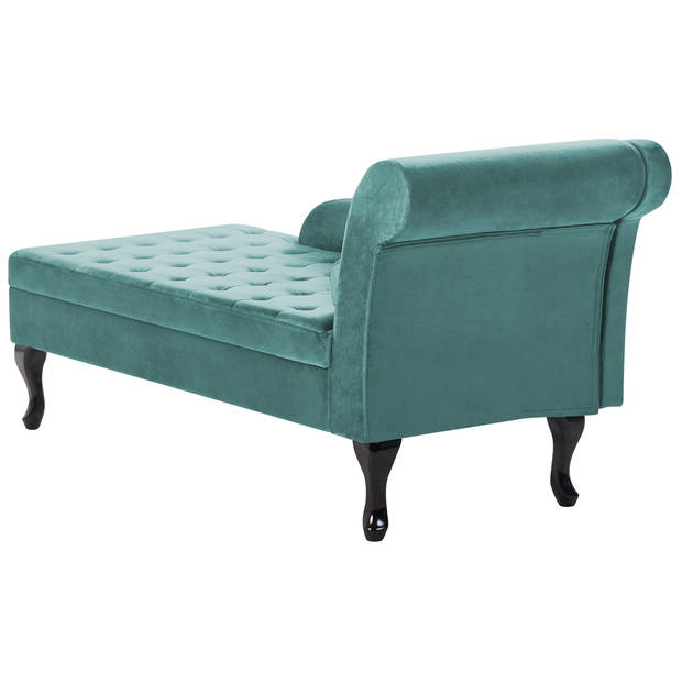 Beliani PESSAC - Chaise longue-Blauw-Fluweel