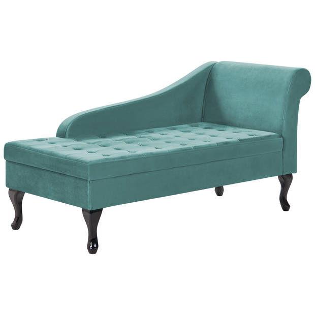 Beliani PESSAC - Chaise longue-Blauw-Fluweel