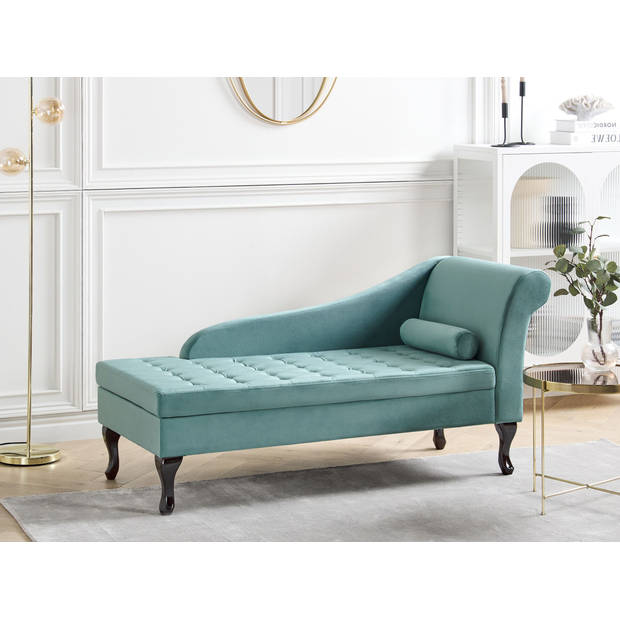 Beliani PESSAC - Chaise longue-Blauw-Fluweel