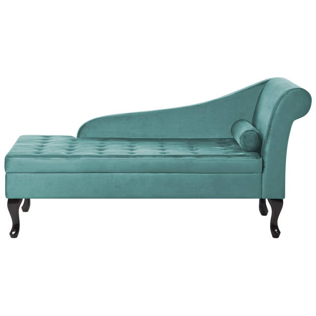 Beliani PESSAC - Chaise longue-Blauw-Fluweel