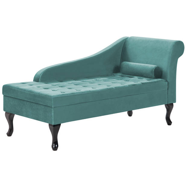 Beliani PESSAC - Chaise longue-Blauw-Fluweel