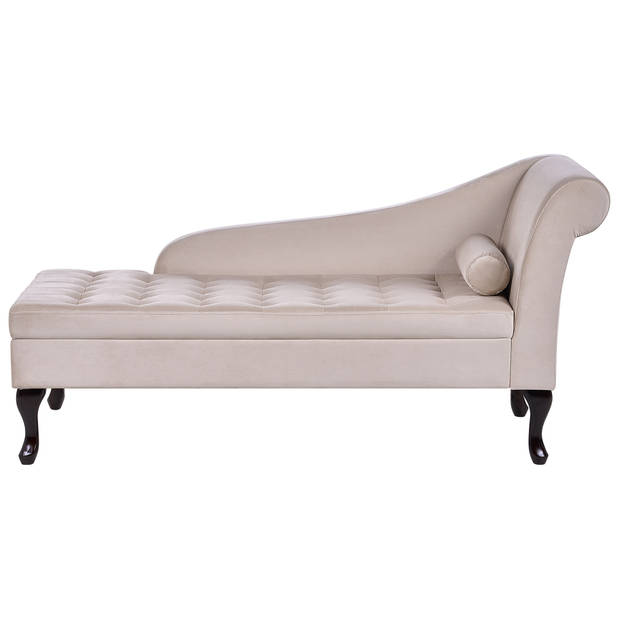 Beliani PESSAC - Chaise longue-Beige-Fluweel