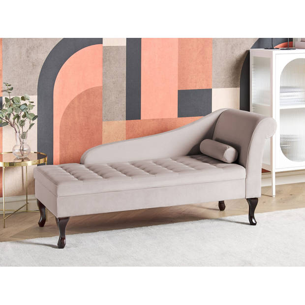 Beliani PESSAC - Chaise longue-Beige-Fluweel