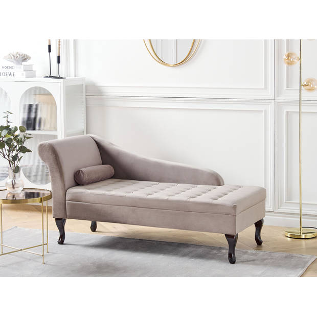 Beliani PESSAC - Chaise longue-Beige-Fluweel