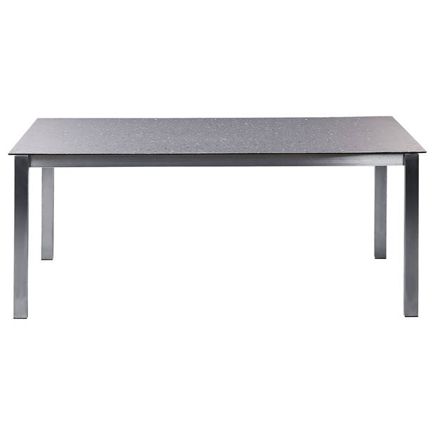 Beliani COSOLETO - Tuintafel-Zwart-Veiligheidsglas, RVS