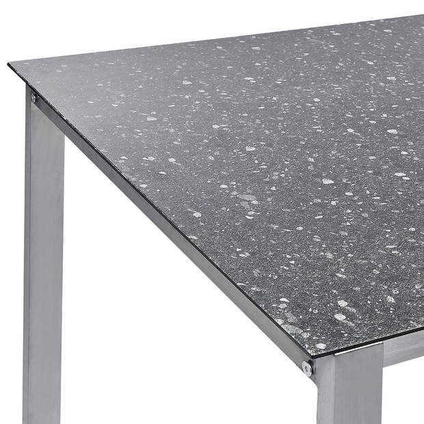 Beliani COSOLETO - Tuintafel-Zwart-Veiligheidsglas, RVS